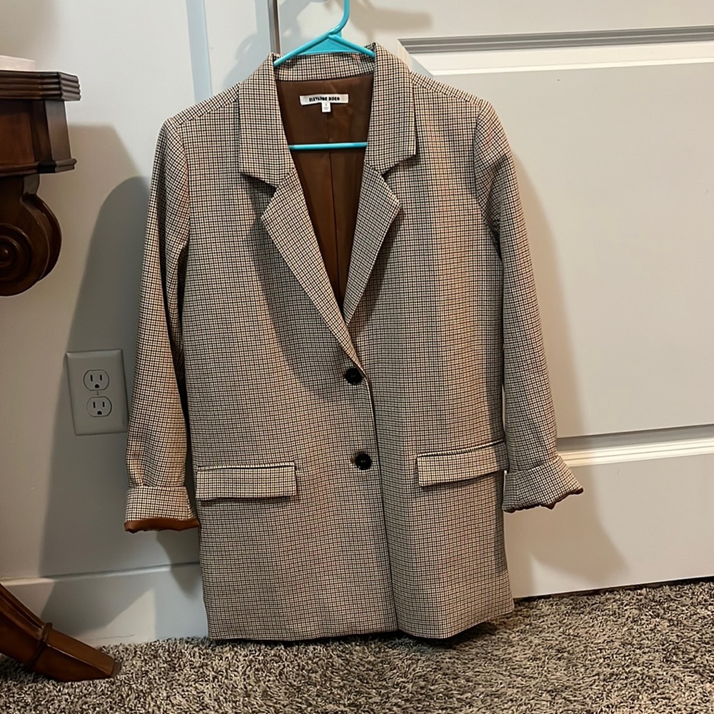 Orange and Black Plaid Blazer.